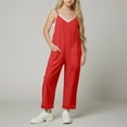 thumbnail image 2 of eczipvz Jumpsuits for Girls Kids Casual Sleeveless Jumpsuits Spaghetti Strap Romper Long Pants with Pockets Girls Rompers Size 7-8 Red|11-12 Years, 2 of 7