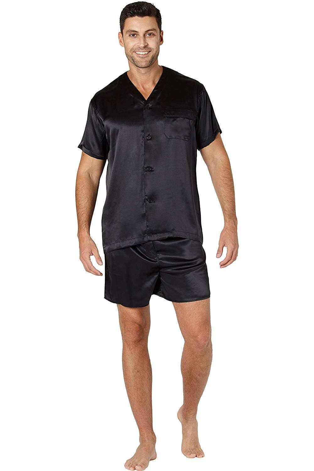 Men's Summer Pyjama Set Short Sleeve Shirt Shorts Pajama by Champion luxury pj's 