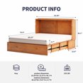 thumbnail image 2 of ijuicy Queen Size Murphy Bed Cabinet with Built-in Charging Station and Storage Drawer, Solid Wood Cabinet Bed Queen Size with Mattress, Murphy Cube Chest Bed for Guest Room, Home, Office- Cherry, 2 of 7