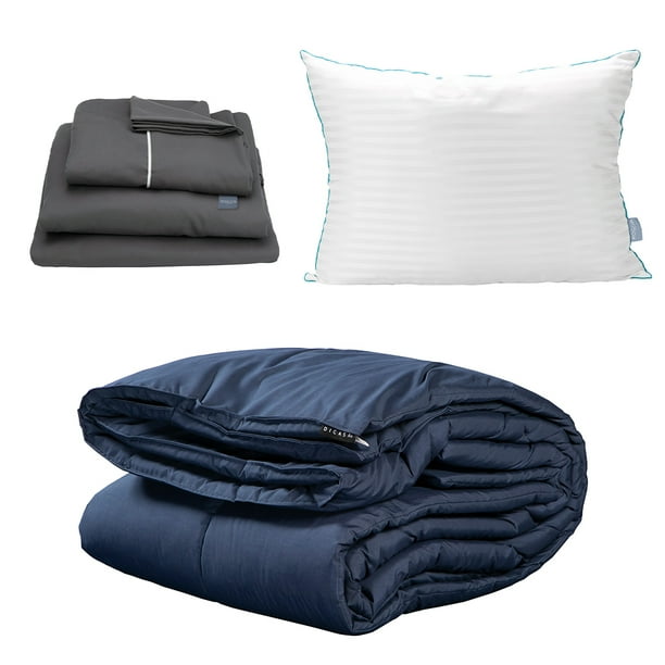 Edredón Individual Homy Azul + Sábanas Royal + Almohada Royal