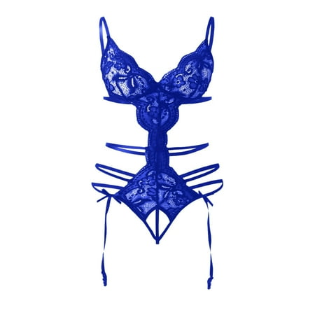 Women s Lingerie Snap Crotch Deep V Teddy Lace Push up Bodysuit Underwear Women