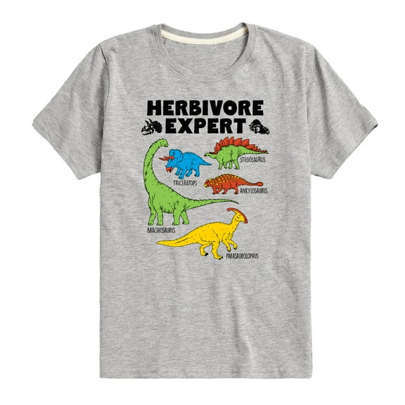 Instant Message - Dinosaur - Herbivore Expert - Toddler & Youth Short Sleeve Graphic T-Shirt