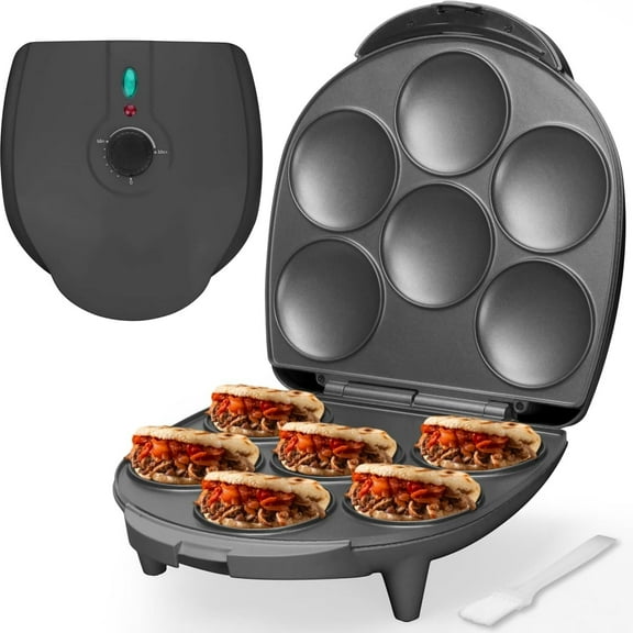 Electric Arepas Maker with Browning Control, Mini Pancakes Maker, Pancake Maker Pan, Makes Arepas, Corn Patties, Mini Pancakes, Breakfast Sandwiches, Fried Eggs, Graphite