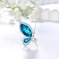 thumbnail image 5 of Juwaliy Blue Butterfly Fairy Necklace Women March Birthstone Necklace Aquamarine 925 Sterling Silver Jewelry Birthday Mother's Day Gift, 5 of 7