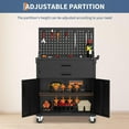 thumbnail image 5 of 35" Heavy-Duty Steel Rolling Tool Cabinet with Locking Casters, 2 Deep Drawers, Adjustable Shelves, Built-in Pegboard, Garage, Workshop Warehouse Storage Organization, 5 of 6