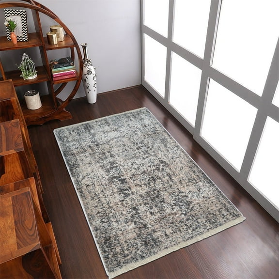 Rugsotic Carpets Machine Woven Crossweave, Oriental Polyester Area Rug, Brown, 4'8''x6'9''
