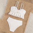 thumbnail image 4 of CAICJ98 Girls Two Piece Swimsuits Metallic Shell Bikini Sets Cut Out Bathing Suits for Girls Ruffle Top High Waist Hipster Swimwear (9-10 Years,White), 4 of 6