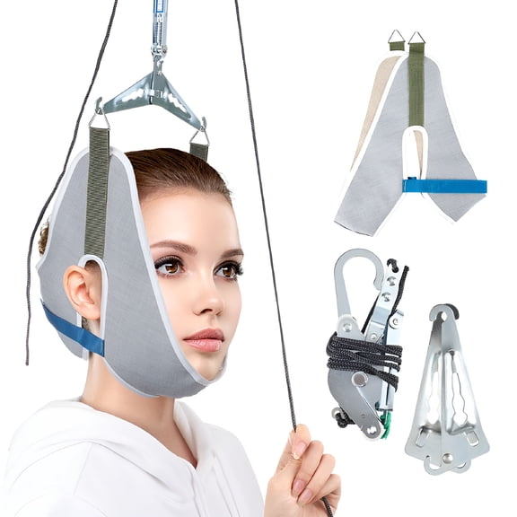 XIRQI Neck Stretcher Cervical Traction Device for Home Use,Adjustable Over-the-Door Stretching Device,Relaxation Head Brace for Daily Comfort and Posture Improvement