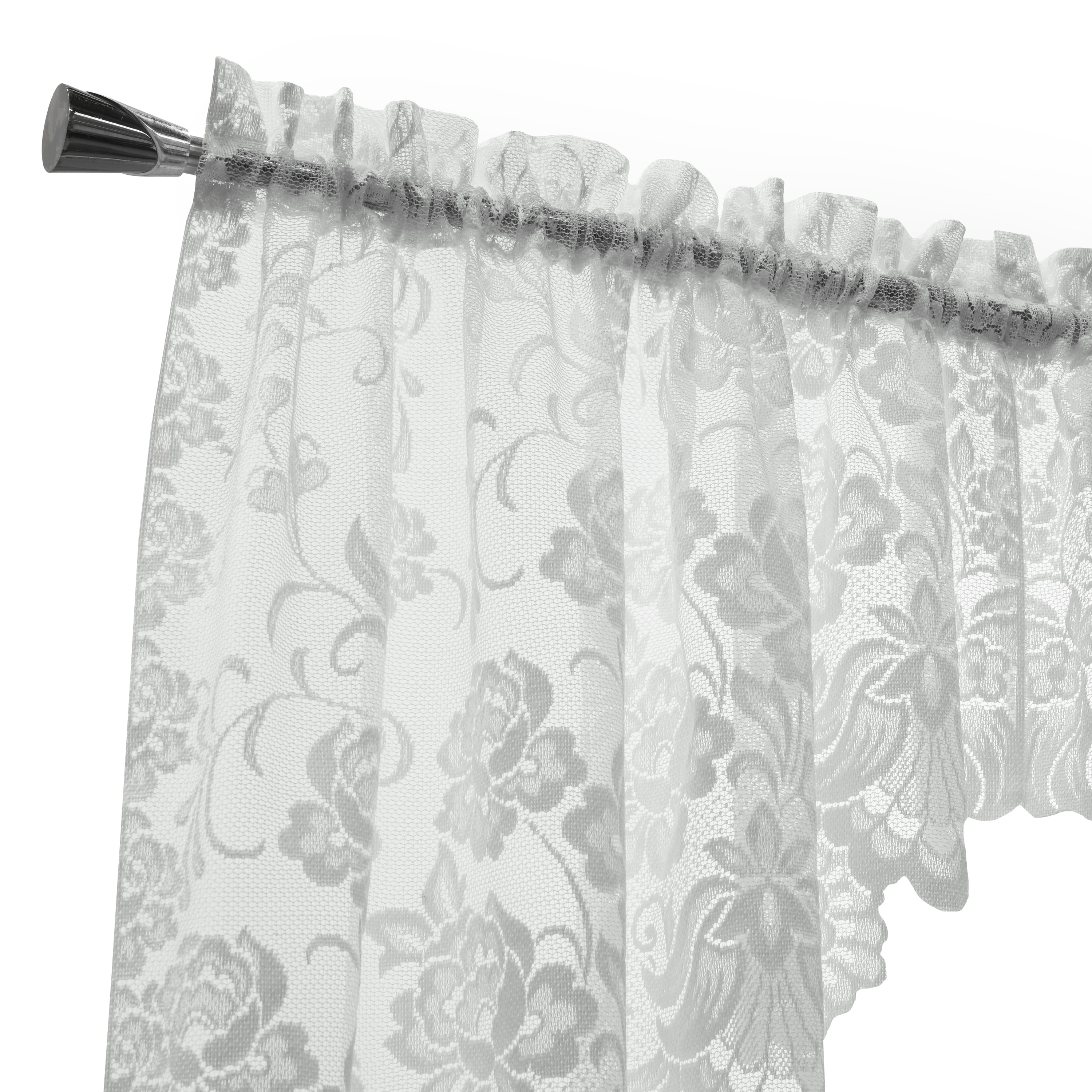 Louis Floral Lace Window Curtain Swag Pair 72" x 32" in White