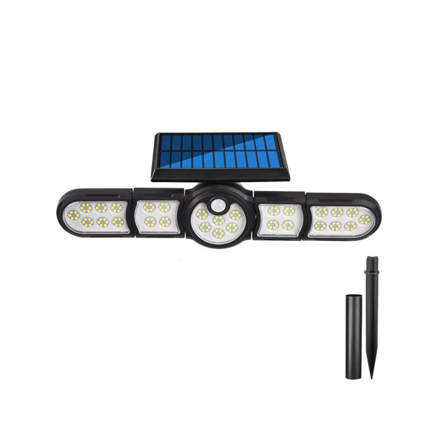Matsuzay Luces con sensor solar, luz universal ajustable montada en la pared, resistente al agua, lámpara de jardín de varios cabezales, lámparas de Iluminación y accesorios 5 cabezas/168LED Matsuzay HA073638-04