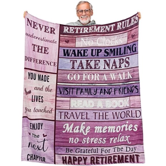 Retirement Blanket, 50" X 60", Flannel, Lightweight, Soft, Farewell Gift for Women Teachers Nurses Mom Grandma Friend