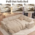 thumbnail image 5 of YOKWOK 107.8 Inch Convertible Sectional Sofa for Living Room, Large L-Shaped 7 Seat Plush Ribbed Fabric Sofa with Pull Out Couch Bed, 3-In-1 Sleeper Sofa Bed with Hidden Storage Space, Beige, 5 of 9