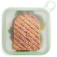 thumbnail image 1 of Sandwich Container Reusable Sandwich to-Go Container Silicone Microwave Bento Lunch Box Microwave and Dishwasher Safe， Green, 1 of 7
