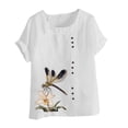 thumbnail image 3 of Xuyuer Womens Linen Tops 2026 Summer Short Sleeve Shirts Loose Crewneck Casual Boho Tops Vintage Embroidered Blouses Loose Short Sleeves, Fashion Blouses for Women, 3 of 5