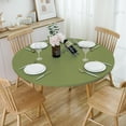 thumbnail image 6 of Round Fitted Vinyl Tablecloth with Elastic Edge 100% Waterproof Oil Proof PVC Table Cloth Wipe Clean Table Cover for Indoor and Outdoor, Olive Green, 45"- 52", 6 of 6