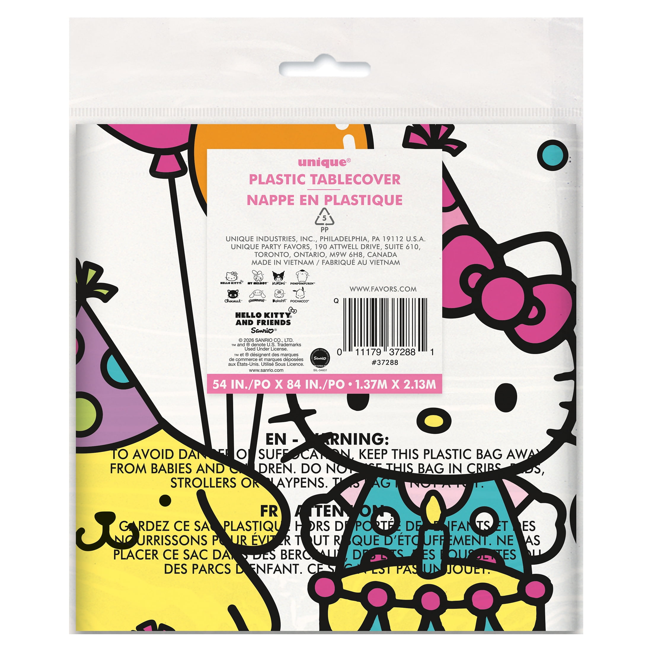 Hello Kitty 1 Count 54IN x 84IN Multicolor Plastic Table Cover