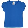 thumbnail image 1 of Lilax Camiseta básica de algodón con cuello redondo y manga corta abullonada para niña 12 Azul real, 1 of 5