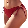 thumbnail image 4 of TEVEQ Women's Low Rise Adjustable Side Tie Bikini Bottoms Full Coverage Swimsuit Bottoms Women String Tie Side Bikini Bottoms Moderate Coverage Swimsuit Bottom Waist Bathing Suit Wine S, 4 of 5