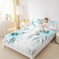 thumbnail image 4 of jejeloiu Watercolor Floral Twin Sheet Sets,Retro Flower Blossom Twin Fitted Sheet,White Cyan Flat Sheet For Teens,Breathable Home Decor,3-Piece, 4 of 7