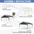 thumbnail image 2 of Ktaxon 10x20Ft Carport, Large Heavy Duty Car Tent with Galvanized Steel Frame, Portable Storage Boat Shed Canopy Garage, Gray, 2 of 12