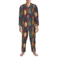 thumbnail image 3 of Naloa Autumn Leaves Men’s Pajamas Set - Long Sleeve Button Down Sleep Shirt and Pajama Bottoms Sleepwear Set-X-Large, 3 of 7