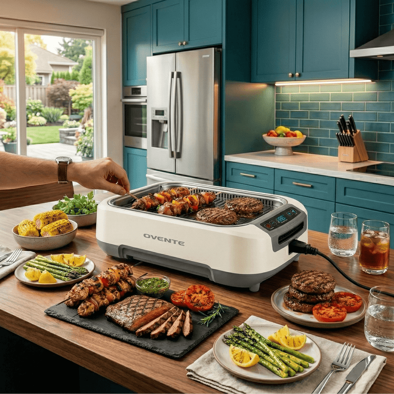 Ovente Smokeless Indoor Grill, SGR85W, 1500W Electric Korean BBQ