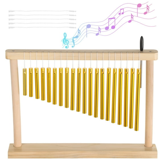20 Notes Chime, 20-Bar Instrument with Rich Tone, Wood Table Wind Chime with Mallet, Single Row Percussion Instrument, Desktop Hand Chime, Serenity Bell Wind Chime for Youth Adults