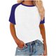 thumbnail image 1 of Tops de Cuello Redondo para las Mujeres en Contraste Impreso Suéter de Manga Corta Top de Moda, Blusa Casual Ligera para Diario, 1 of 5