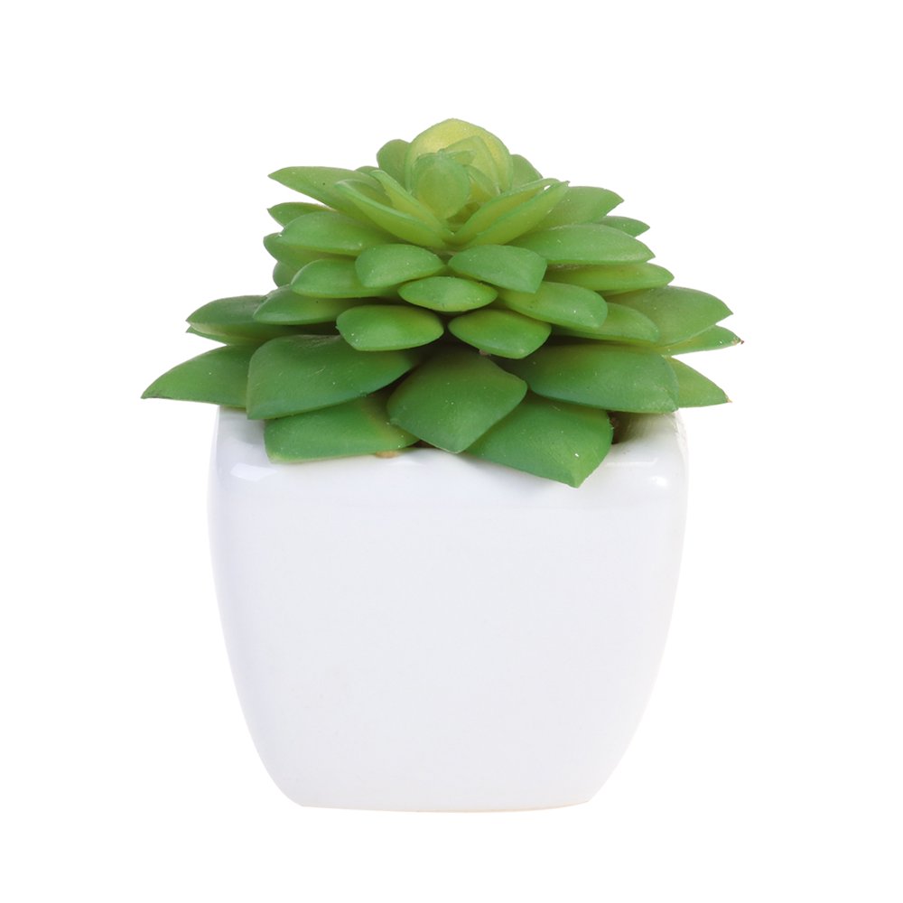 HEMOTON Cube Modern Potted Green Artificial Succulent Plants Mini Fake