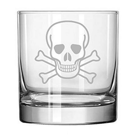 11 oz Rocks Whiskey Highball Glass Skull Crossbones