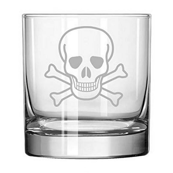 11 oz Rocks Whiskey Highball Glass Skull Crossbones