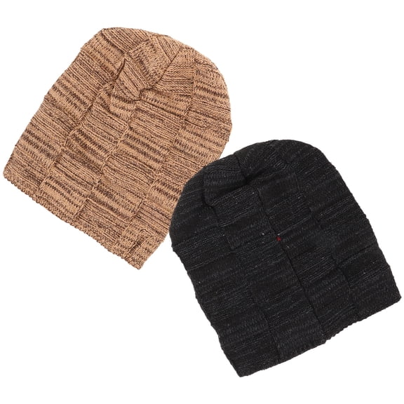 LOLIPPYY 2Pcs Winter Knit Hat for Men Assorted Color Warm Beanie Hat Windproof for Outdoor Use