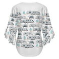 thumbnail image 6 of Cute Airstream Pattern Women's V-Neck Blouse With 3/4 Ruffled Bell Sleeves Casual Top Ladies Blouses, 6 of 7