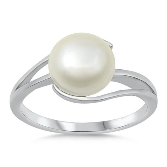 Traditional Filigree Swirl Simulated Pearl Sterling Silver Ring Band 925 Jewelry Female Male Size 6