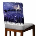thumbnail image 2 of Christmas Elk Chair Covers Set of 4 Santa Claus Xmas Tree in Winter Night Purple Chair Back Covers Stretch Removable Washable Slipcovers Protector for Dining Room Kitchen Party Decor, 2 of 5