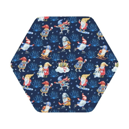 

Pofeuu Winter old man Playtime Print Leather Coasters Set of 6 Round Cups Mugs Mat Pad for Home Kitchen Heat Resistant Drink Coasters Hexagon