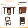 thumbnail image 6 of VINGLI Folding Dining Table Extendable Drop Leaf Foldable Table 5 Piece with 4 Chairs 2 Drawers and Wheels for Kitchen Space Saving，Natural, 6 of 20