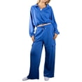 thumbnail image 1 of Jess por Meiko Conjuntos de Ropa para Mujeres, Sudadera de Manga Larga con Media Cremallera y Pantalones Cargo, Talla L, Azul Real, 1 of 8