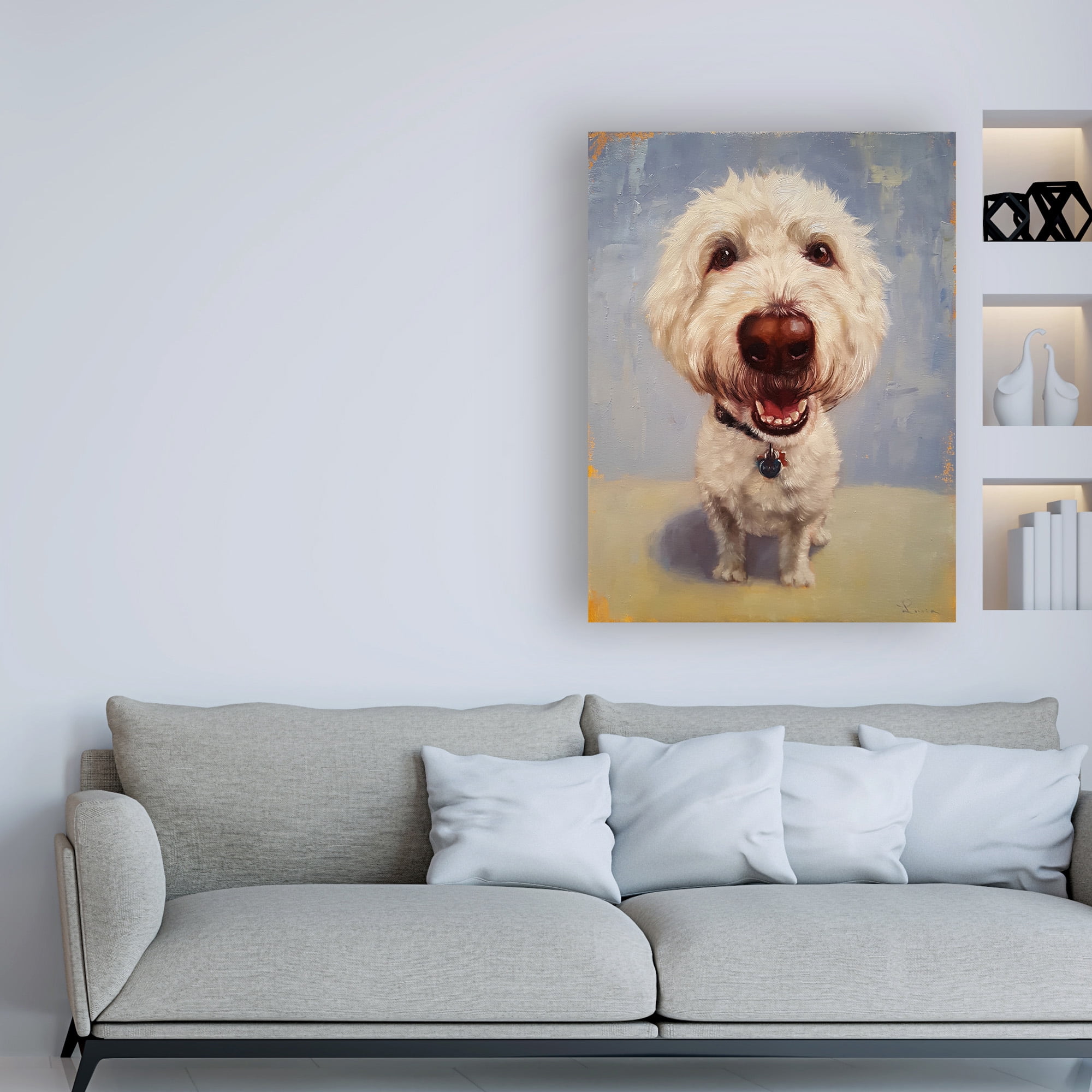 Trademark Fine Art 'Molly White Dog' Canvas Art by Lucia Hefferna