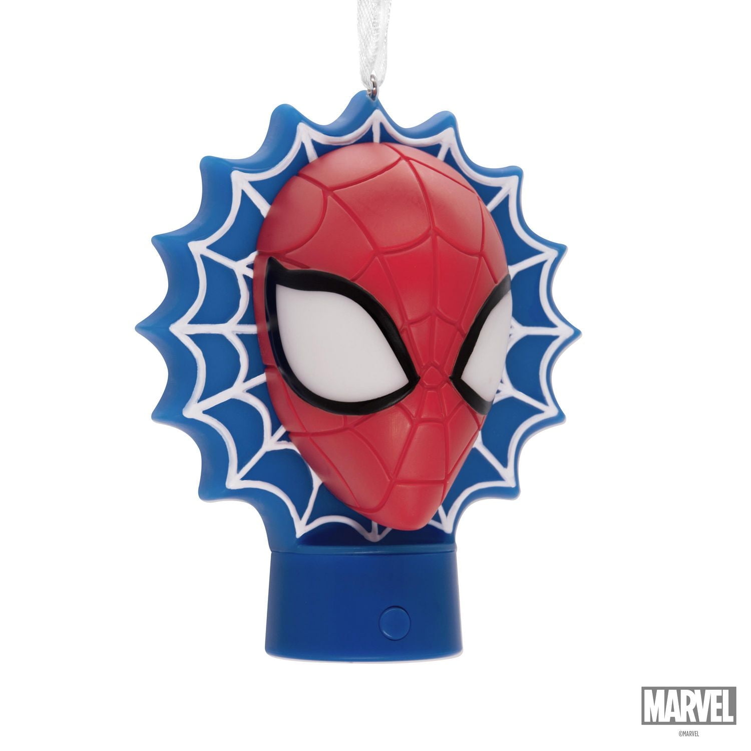 Décoration Hallmark de Noël (Visage de Spider-Man sur une toile, Mavel, décoration lumineuse)