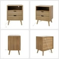 thumbnail image 6 of GUNAITO Fluted Nightstand for Bedroom with Charging Station Bedside Table with LED Light Wood Nightstand with Open Shelf and 2 Drawers Oak 1pc, 6 of 11