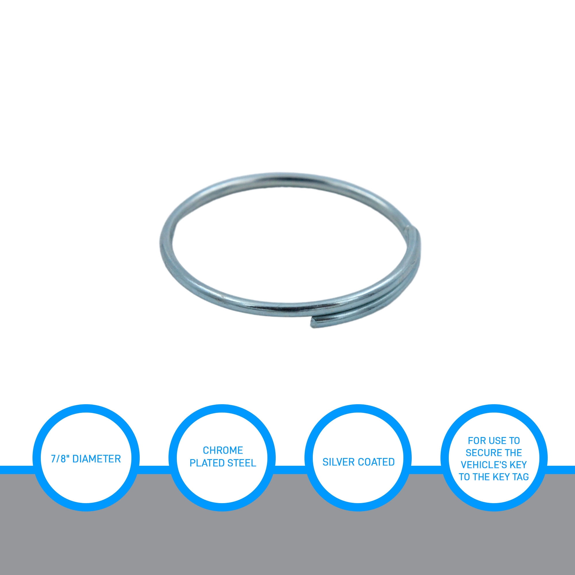 SSWBasics Split Metal Key Rings - Silver - 7/8" Diameter - Box of 250- Durable Silver Metal Key Ring - Multi-Purpose Split Key Rings for Keychain Rings and Accessories