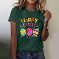 thumbnail image 2 of Uooqdmx Graphic Tees Women, Cotton Shirts for Women, Easter Gifts, Happy Easter Letter Easter Egg Print Round Neck Short Sleeved T Shirt Top, Plus Size Tops for Women, Green 2 M, 2 of 5