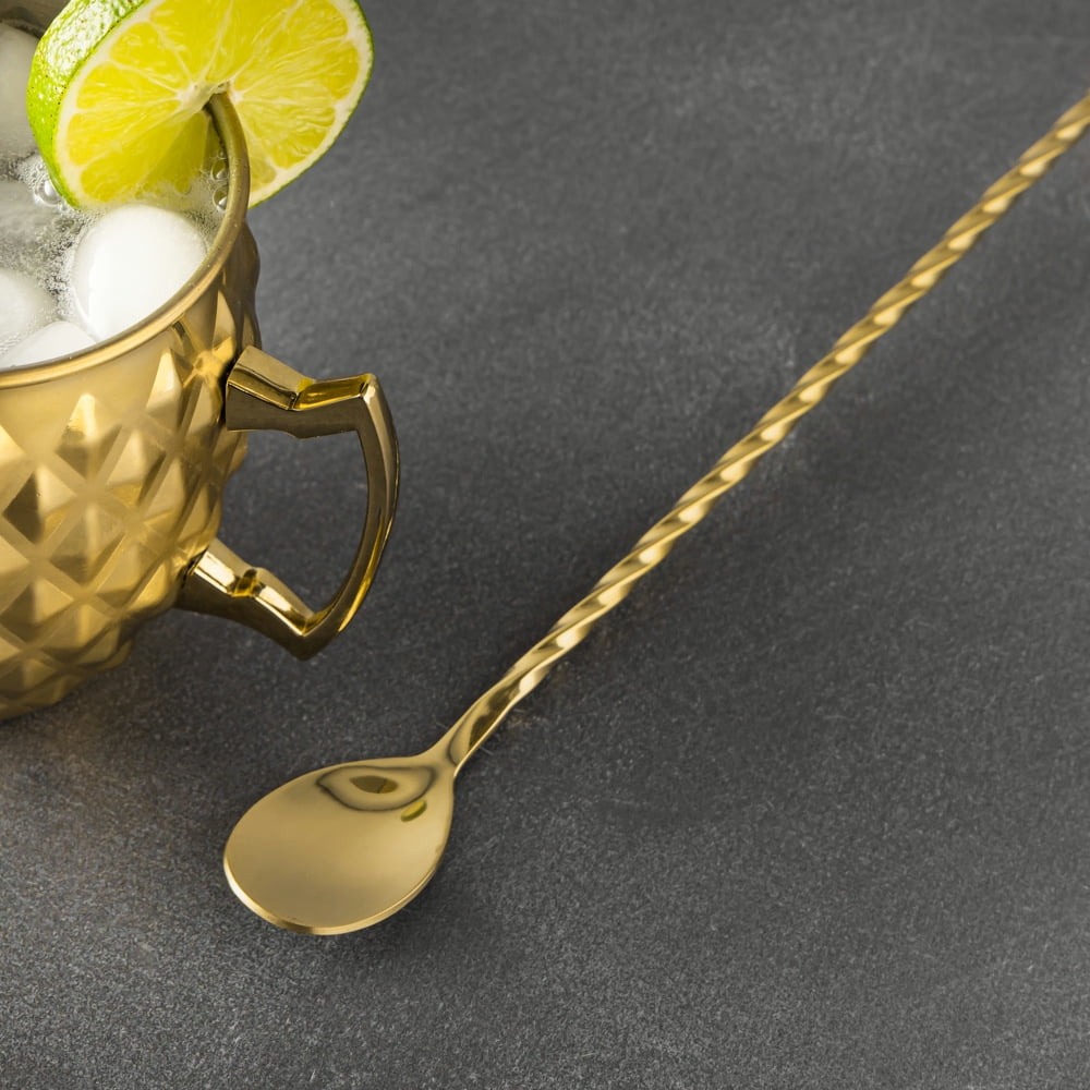 (4 pack) Thyme & Table Stainless Steel Gold Cocktail Stirrer Spoon