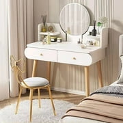 GIATUEE Vanity Table with Mirror, 2 Drawers Makeup Dressing Desk, Teen Adult(Without Stool)