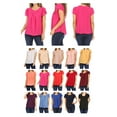 thumbnail image 6 of MOA Collection Women's Casual Pleated Front Petal Cap Sleeve Round Neck Blouse, 6 of 6
