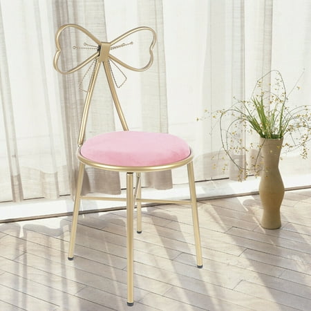 Fichiouy Vanity Chair Velvet Butterfly Chair Stool Lounge Chair with Gold Legs for Bedroom Pink