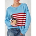thumbnail image 3 of SUNSIOM Pull Tricoté Automne Hiver pour Femmes Manches Longues Col Rond Imprimé Drapeau Tricoté Ample, 3 of 6