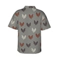 thumbnail image 4 of Xecao Rooster print Hawaiian shirt - a stylish short-sleeve button-down for men, perfect for casual beach and tropical outings., 4 of 9