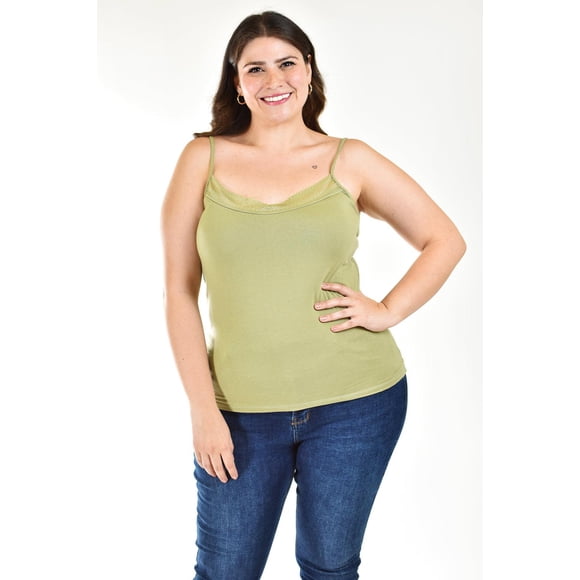 Blusa básica de tirantes Roman Fashion Talla Extra 001 Pistache verde 42